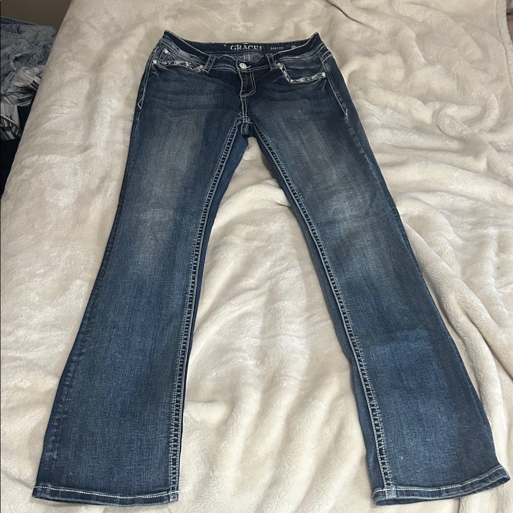 Grace in LA Women's Boot Cut Jeans in Blue